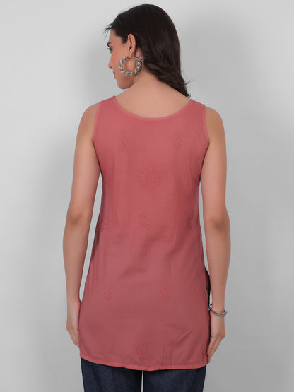 The Chikankari Story: White Sleeveless Chikankari Top and Tunic with Hand Embroidery – Lakhnavi Bakhiya and Thread Work