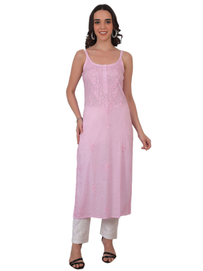 Shop sea green pure cotton dobby Chikankari straight kurti with authentic Lucknowi hand embroidery. Soft, breathable and perfect for summer wear.