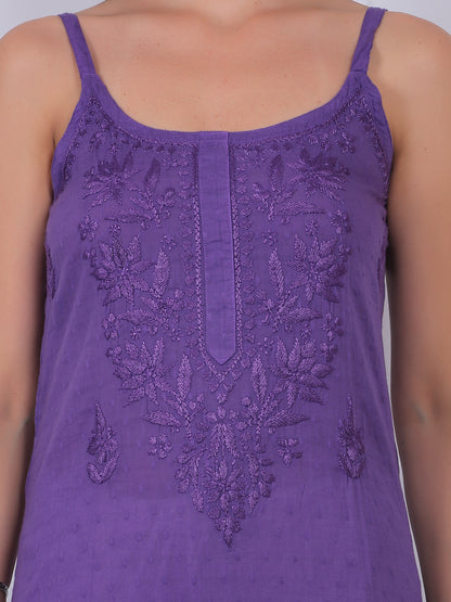 Shop sea green pure cotton dobby Chikankari straight kurti with authentic Lucknowi hand embroidery. Soft, breathable and perfect for summer wear.