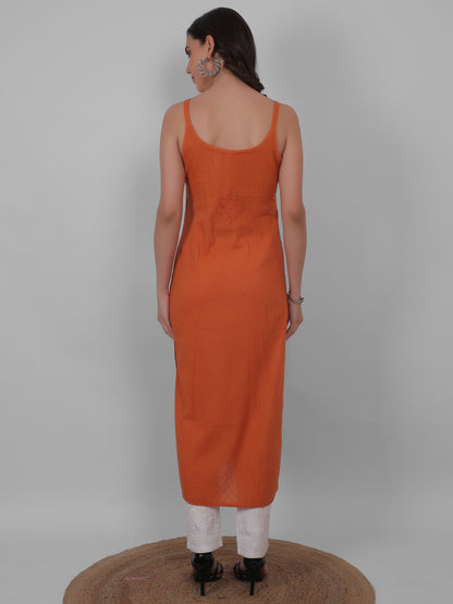 Shop sea green pure cotton dobby Chikankari straight kurti with authentic Lucknowi hand embroidery. Soft, breathable and perfect for summer wear.