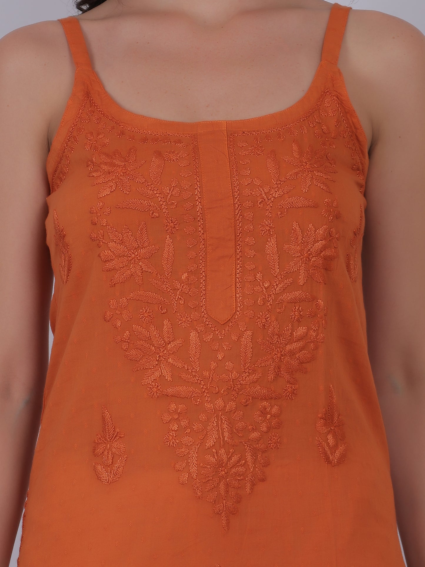 Shop sea green pure cotton dobby Chikankari straight kurti with authentic Lucknowi hand embroidery. Soft, breathable and perfect for summer wear.