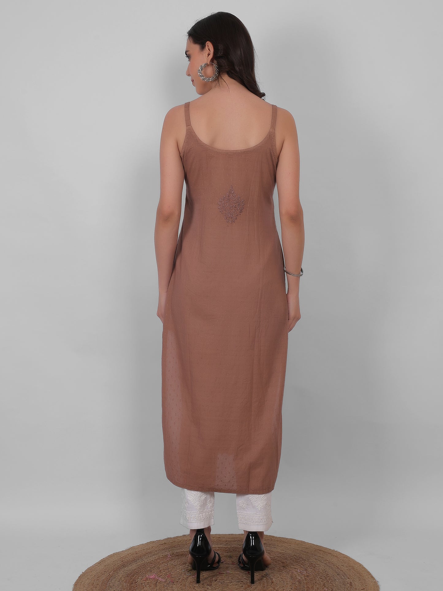 Shop sea green pure cotton dobby Chikankari straight kurti with authentic Lucknowi hand embroidery. Soft, breathable and perfect for summer wear.