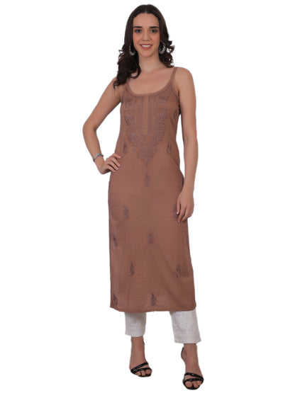 Shop sea green pure cotton dobby Chikankari straight kurti with authentic Lucknowi hand embroidery. Soft, breathable and perfect for summer wear.