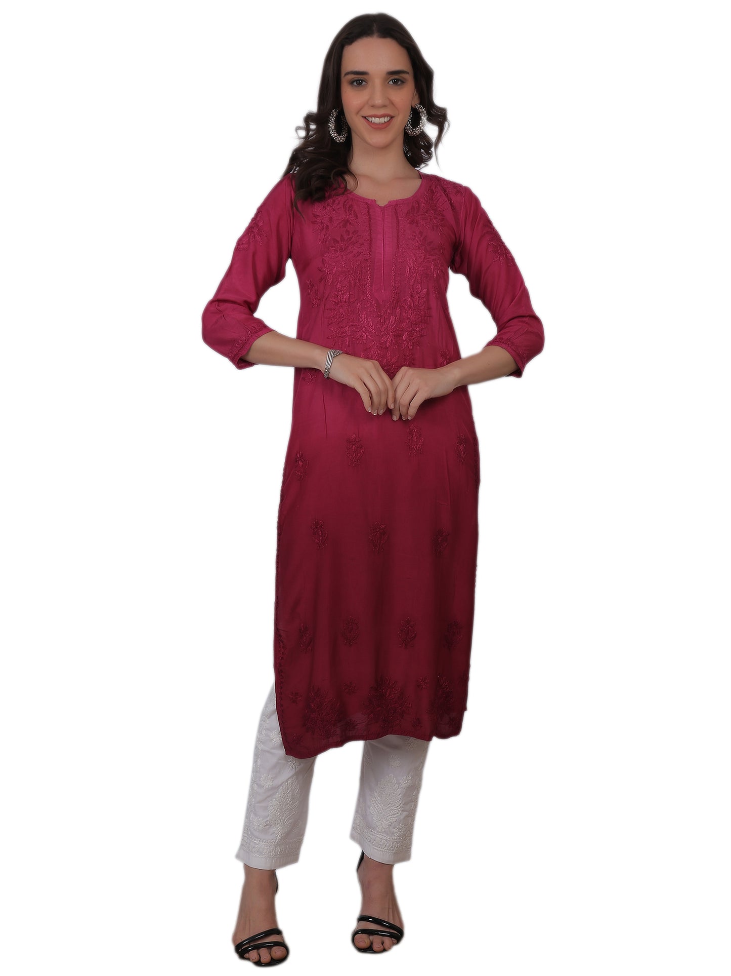 ആഡംബര സിയാൻ ചിക്കൻകാരി കുർത്തി ഹാൻഡ് എംബ്രോയ്ഡറി മസ്ലിൻ ഫാബ്രിക്ക്, മുഗളായി, ലഖ്നവി മോട്ടിഫുകൾ - ബോളിവുഡ്-റെഡി പരമ്പരാഗത ചാരുത