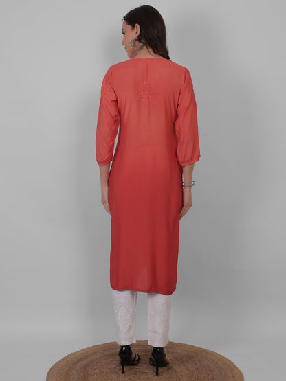 ആഡംബര സിയാൻ ചിക്കൻകാരി കുർത്തി ഹാൻഡ് എംബ്രോയ്ഡറി മസ്ലിൻ ഫാബ്രിക്ക്, മുഗളായി, ലഖ്നവി മോട്ടിഫുകൾ - ബോളിവുഡ്-റെഡി പരമ്പരാഗത ചാരുത