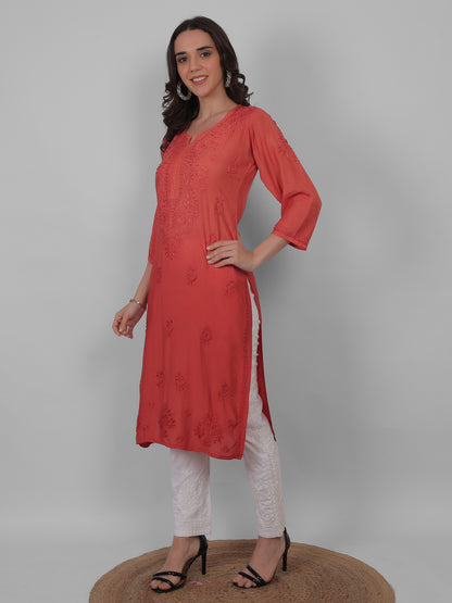 ആഡംബര സിയാൻ ചിക്കൻകാരി കുർത്തി ഹാൻഡ് എംബ്രോയ്ഡറി മസ്ലിൻ ഫാബ്രിക്ക്, മുഗളായി, ലഖ്നവി മോട്ടിഫുകൾ - ബോളിവുഡ്-റെഡി പരമ്പരാഗത ചാരുത