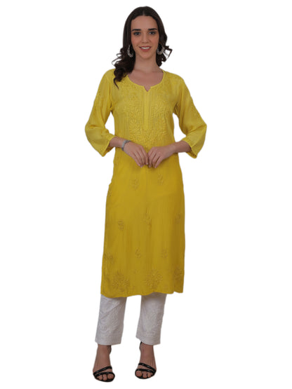 ആഡംബര സിയാൻ ചിക്കൻകാരി കുർത്തി ഹാൻഡ് എംബ്രോയ്ഡറി മസ്ലിൻ ഫാബ്രിക്ക്, മുഗളായി, ലഖ്നവി മോട്ടിഫുകൾ - ബോളിവുഡ്-റെഡി പരമ്പരാഗത ചാരുത