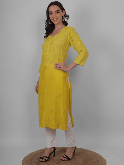 ആഡംബര സിയാൻ ചിക്കൻകാരി കുർത്തി ഹാൻഡ് എംബ്രോയ്ഡറി മസ്ലിൻ ഫാബ്രിക്ക്, മുഗളായി, ലഖ്നവി മോട്ടിഫുകൾ - ബോളിവുഡ്-റെഡി പരമ്പരാഗത ചാരുത