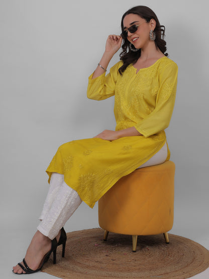 ആഡംബര സിയാൻ ചിക്കൻകാരി കുർത്തി ഹാൻഡ് എംബ്രോയ്ഡറി മസ്ലിൻ ഫാബ്രിക്ക്, മുഗളായി, ലഖ്നവി മോട്ടിഫുകൾ - ബോളിവുഡ്-റെഡി പരമ്പരാഗത ചാരുത