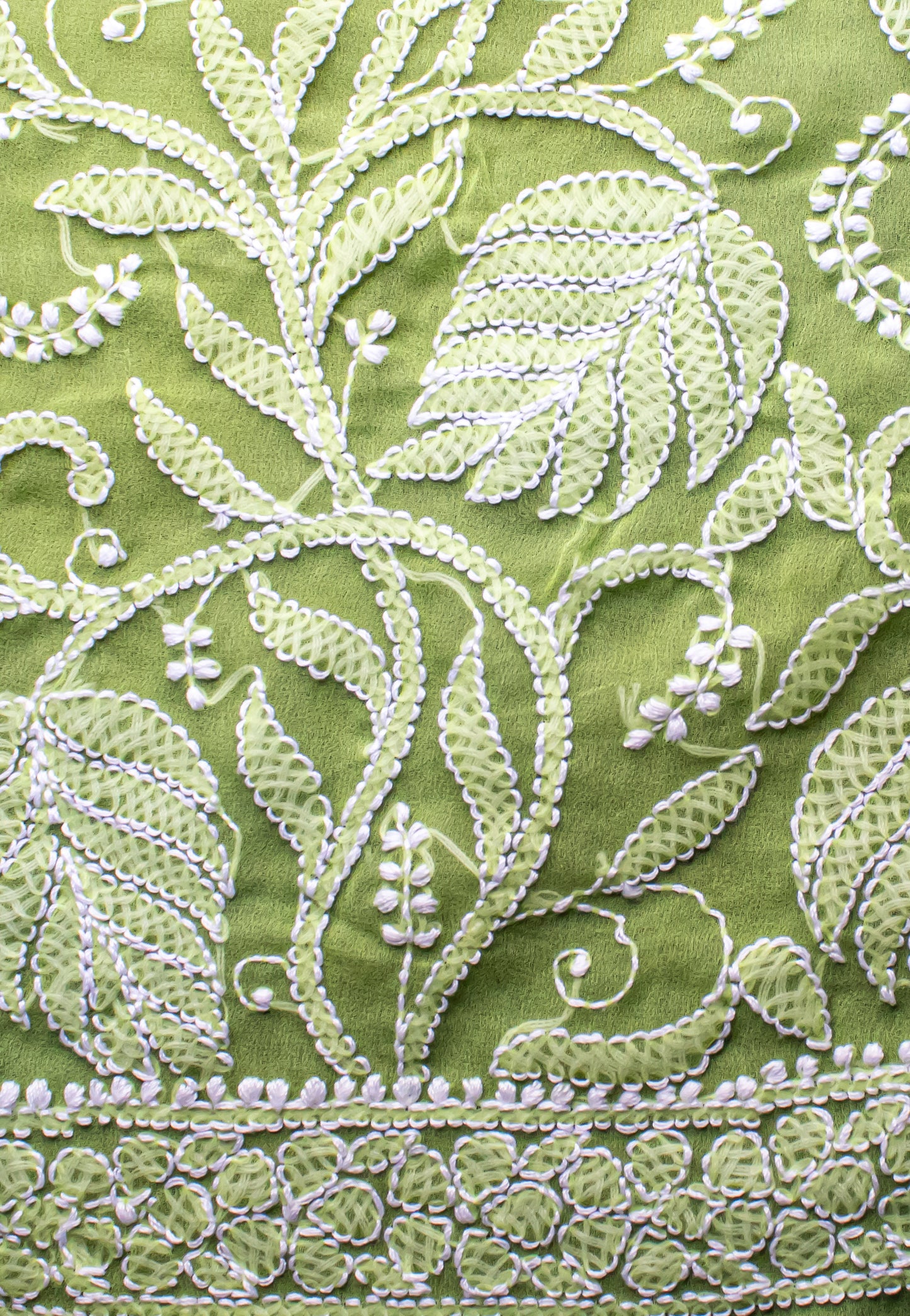 The Chikankari Story Elegant Chikankari Hand Embroidered Georgette Saree with Bakhiya Work – 5.4 Meter Saree with 0.9 Meter Blouse Piece Full Body Embrodery.