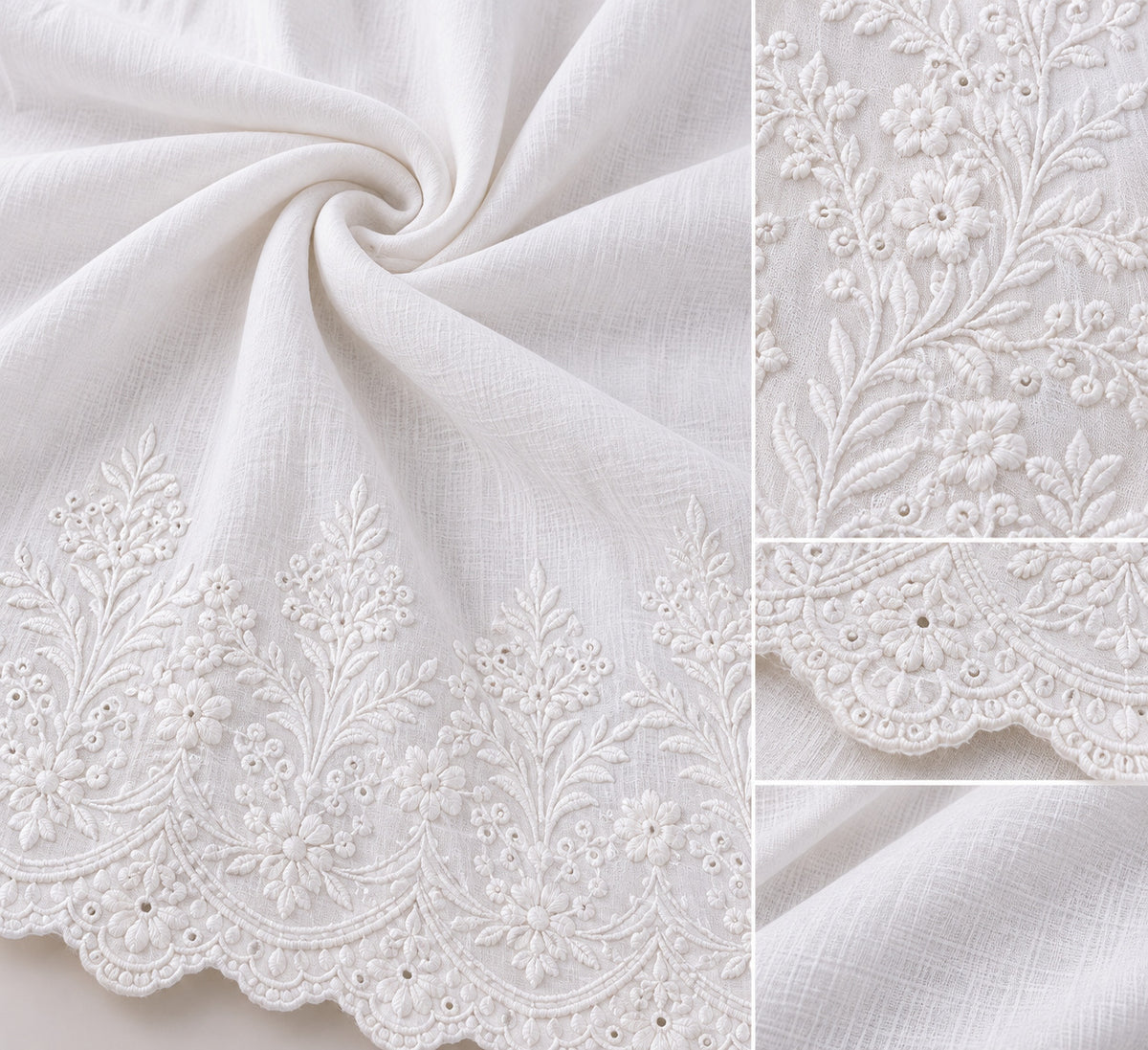 Women White Cotton Chikankari Hand Embroidered Palazzo