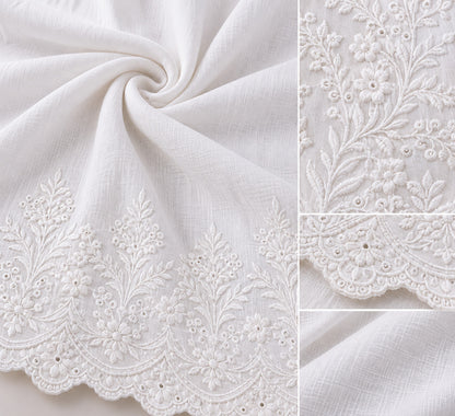 Women White Cotton Chikankari Hand Embroidered Palazzo