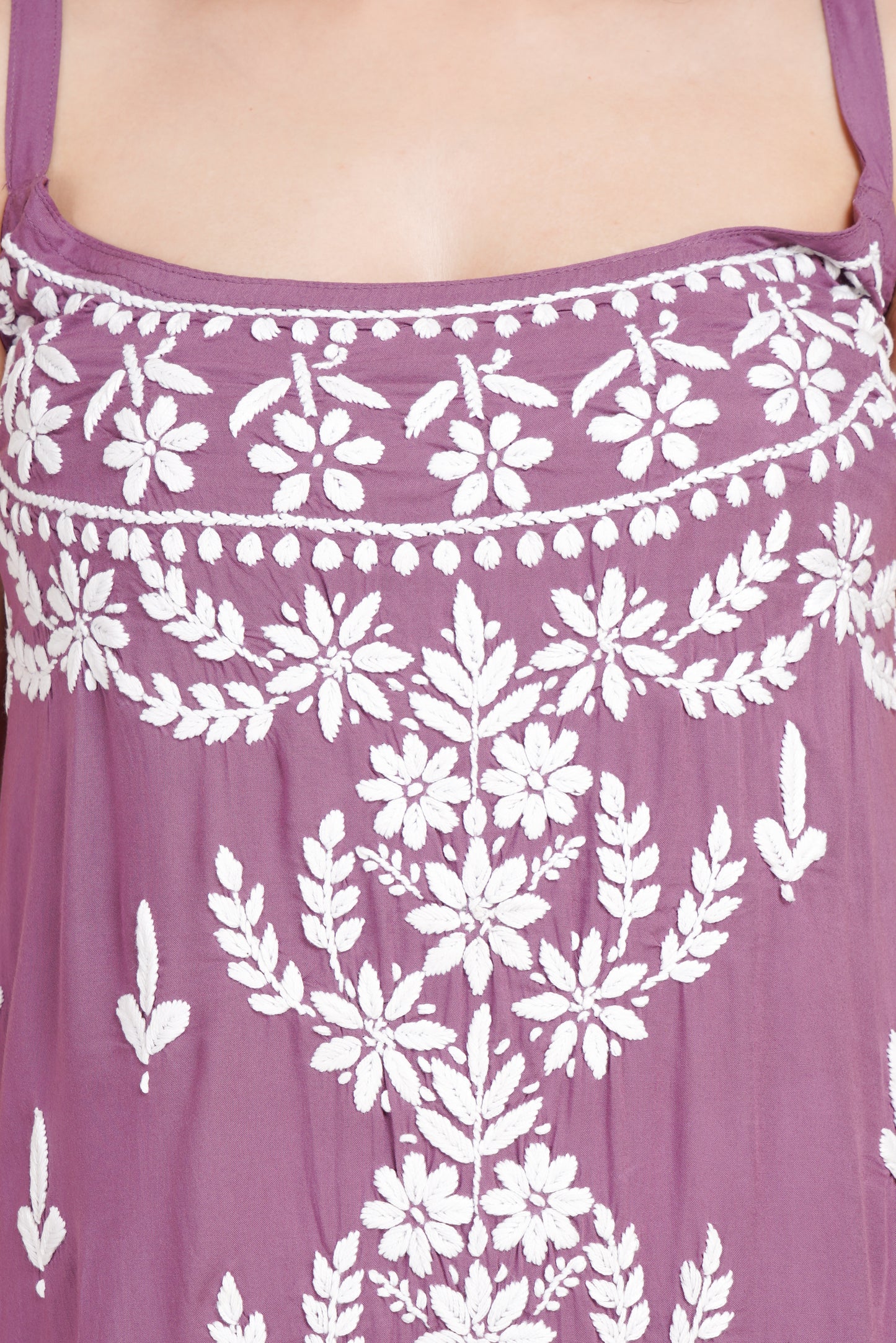 The Chikankari Story Premium Hot Purple Modal Kurti with Chikankari Embroidery – Elegant Fusion of Tradition and Style.