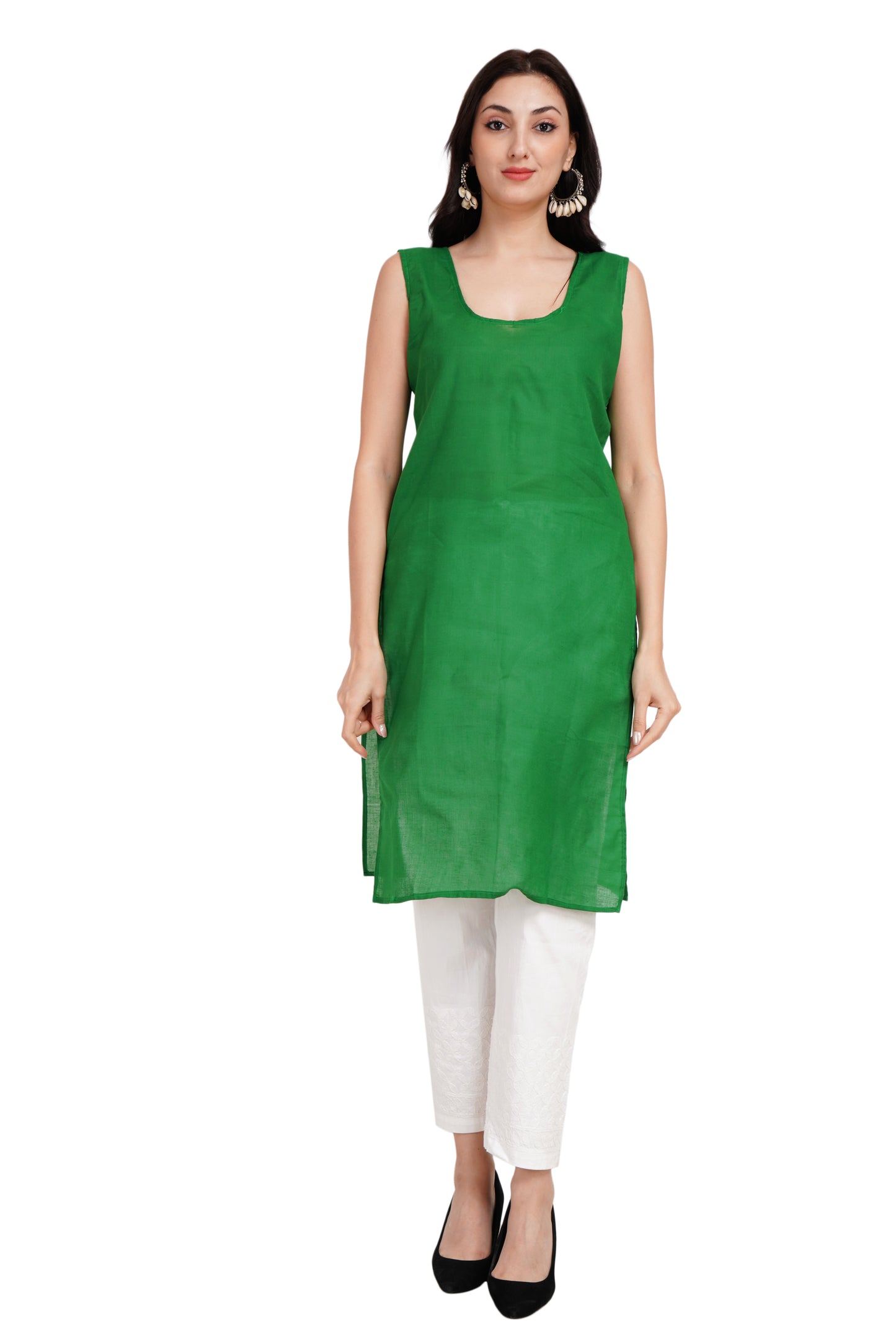 The Chikankari Story Chikankari Hand-Embroidered Georgette Green Kurti with Mukaish Work – Self-Design Lakhnavi Kurti for Women