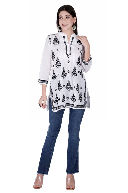 The Chikankari Story Elegant White Mulmul Cotton Chikankari Kurti: A Timeless Blend of Tradition and Modern Style