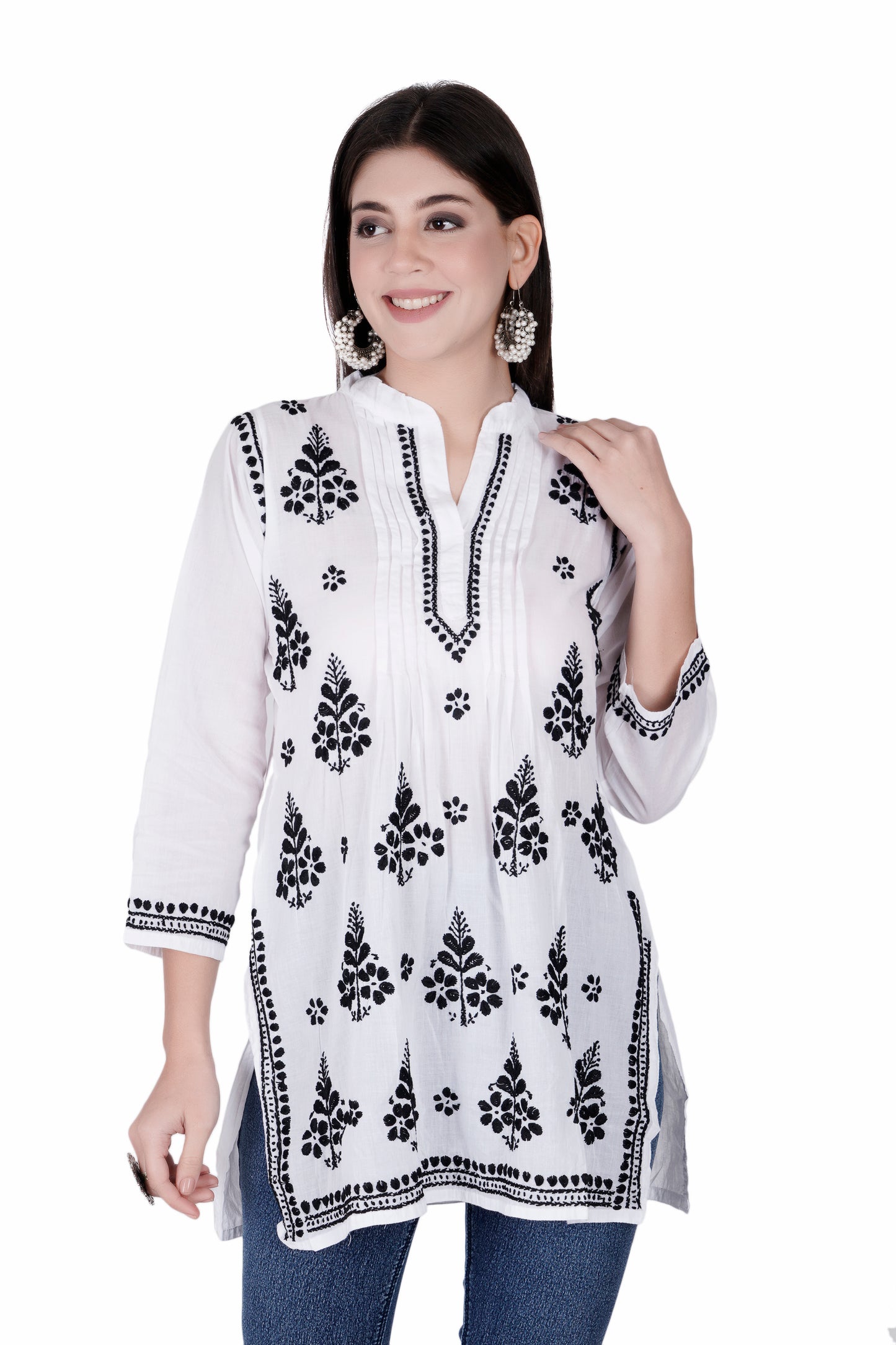 The Chikankari Story Elegant White Mulmul Cotton Chikankari Kurti: A Timeless Blend of Tradition and Modern Style