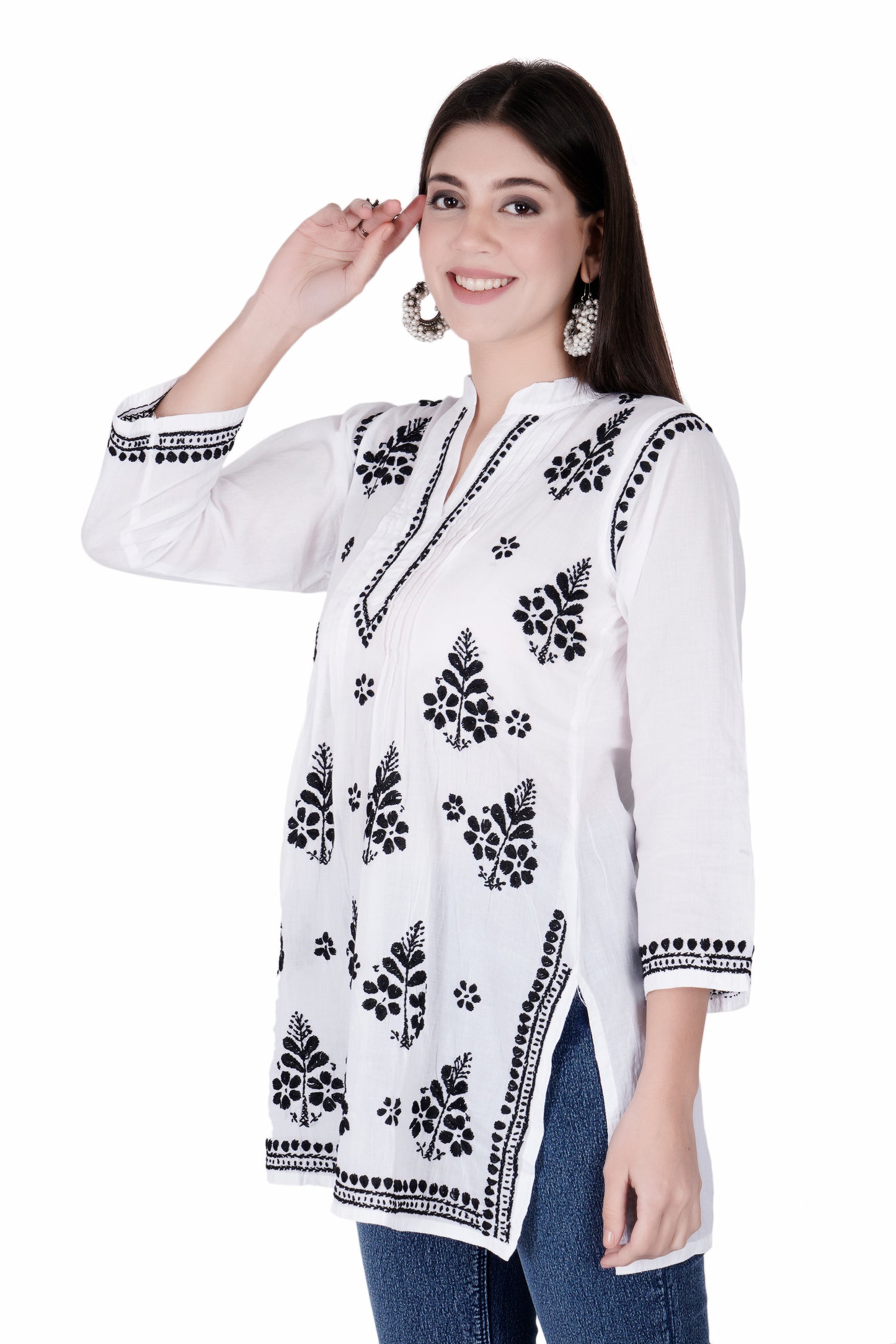 The Chikankari Story Elegant White Mulmul Cotton Chikankari Kurti: A Timeless Blend of Tradition and Modern Style