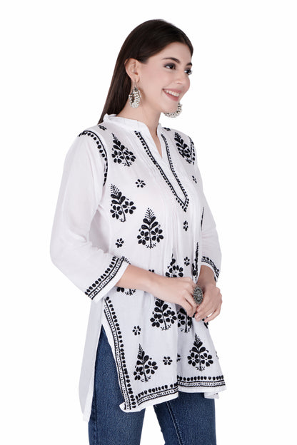 The Chikankari Story Elegant White Mulmul Cotton Chikankari Kurti: A Timeless Blend of Tradition and Modern Style