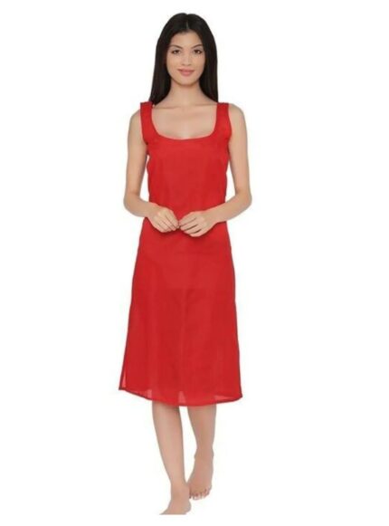 Cotton Red Long length Camisole for women Inner for Kurti