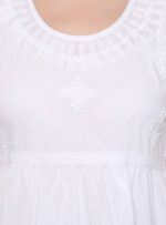 Women's Chikankari White Pure Cotton Short Tunic with Bell Sleeves