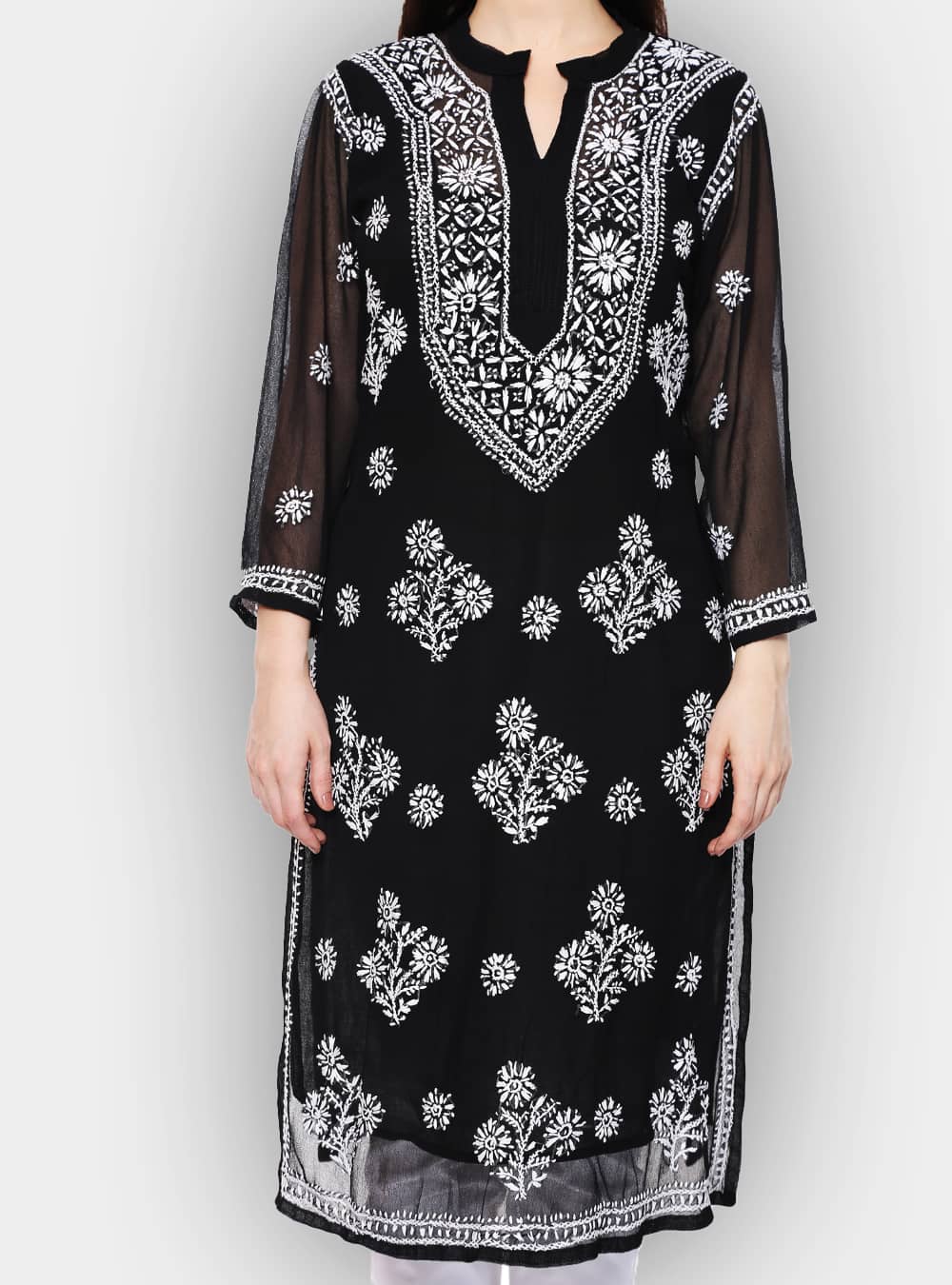 Details more than 172 white lucknow chikan kurti latest