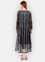 Women’s Lucknow pure georgette Chikankari long length sky black color with hand embroidery Kurti