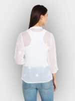 Women's Chikankari Faux Georgette White Pure Cotton Short Shirt Style Kurta