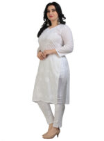 Trendy white kurti for women at lowest price Chikankari cotton kurti
