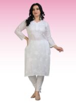 Trendy white kurti for women at lowest price Chikankari cotton kurti