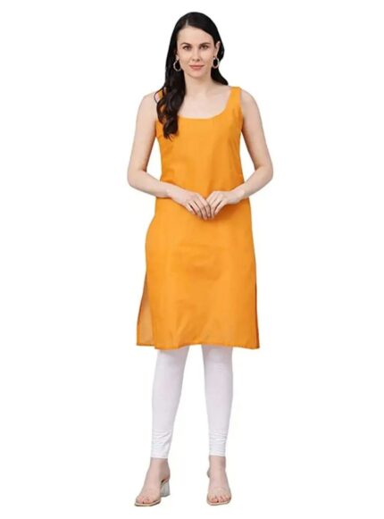 Orange Cotton Slips for Kurtas Long Length Inner for Lucknowi Kurti
