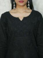 Pure cotton stylish long length kurtis online shopping full sleeve embroidered kurta