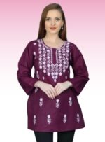 Cotton Lakhnavi Short Kurtis for Women Latest Embroidery Tunic tops