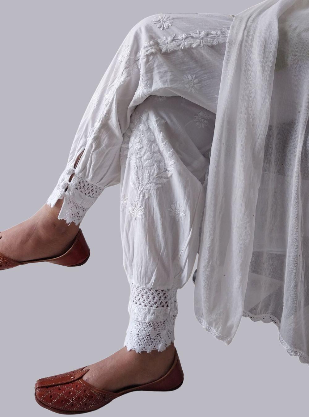 White Kurta with ankle length Pants  Chokhi Bandhani  2839555