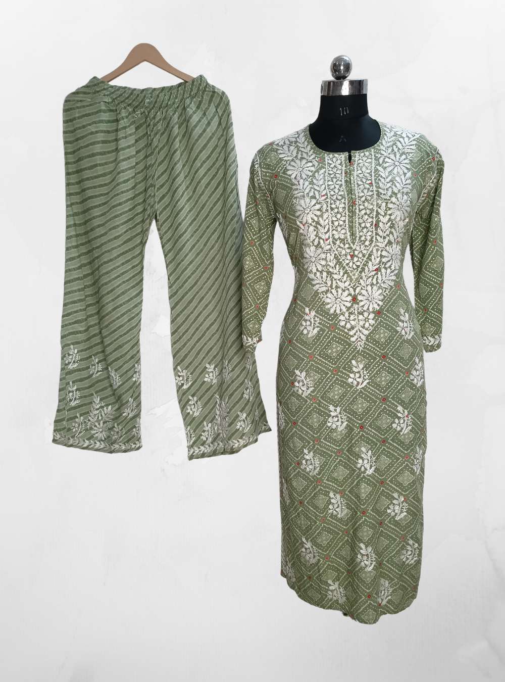 Buy Festival Wear Peach Chikan Work Cotton Kurti With Palazzo Online From  Surat Wholesale Shop.