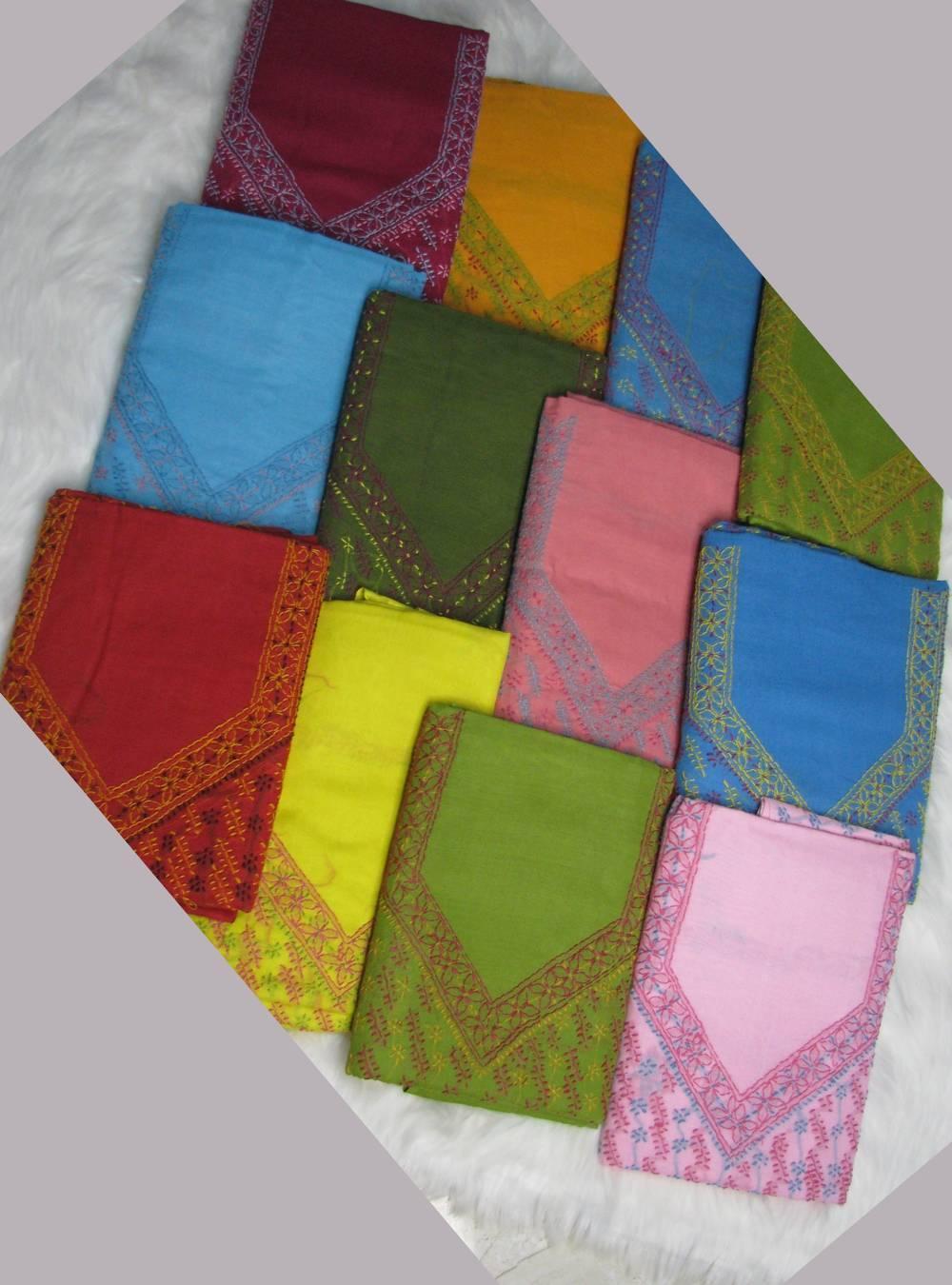 Women`s Embroidered Heavy Cotton Unstitched Suit Salwar Dupatta Dress  Materials | eBay