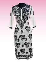 Long Kurti for Ladies online white chikankari dress