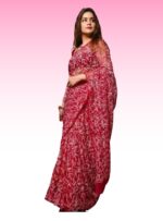 Lakhnawi Tepchi Chikankari Georgette Saree with Blouse piece attached