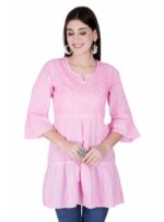 Pure Cotton pink Chikankari tops for women short length kurti