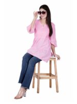 Pure Cotton pink Chikankari tops for women short length kurti