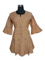 Pure Cotton brown Chikankari tops for women short length kurti