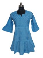 Pure Cotton blue Chikankari tops for women short length kurti