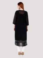 Black Long Length Kurti for Women Latest Embroidery Designs Kurtis
