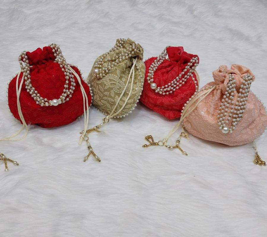 Indian potli bag, Pearl hand embroidery, handmade, bridal potli, wedding bag,  designer potli, handbag in Gorakhpur at best price by Shubham's Zari Gota  Emporium - Justdial
