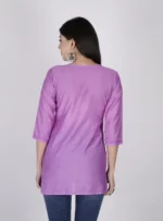 purple Original Pure Chanderi Short Chikan kurti for women